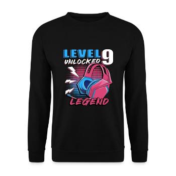 9th Birthday Level 9 Gamer Gift - Unisex Sweatshirt - black - Front - Alina (178cm) & Michal (187cm)