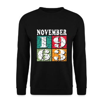 Novembre 1963 Anniversaire Novembre 1963 Novembre - Sweat-shirt Unisexe - noir - Devant - Alina (178cm) & Michal (187cm)
