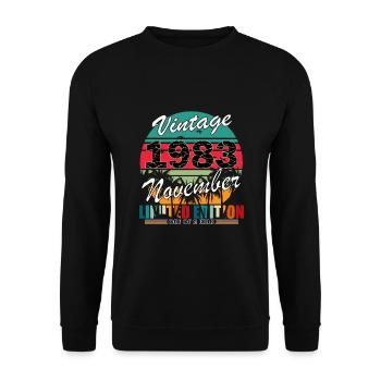 40. Geburtstag Jahrgang november 1983 Original 198 - Unisex Pullover - Schwarz - Vorne - Alina (178cm) & Michal (187cm)