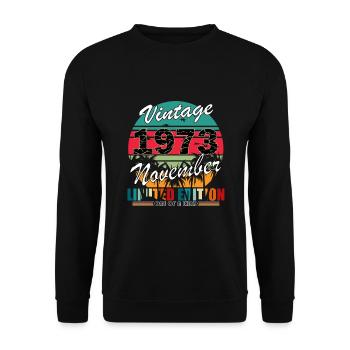50. Geburtstag Jahrgang november 1973 Original 197 - Unisex Pullover - Schwarz - Vorne - Alina (178cm) & Michal (187cm)