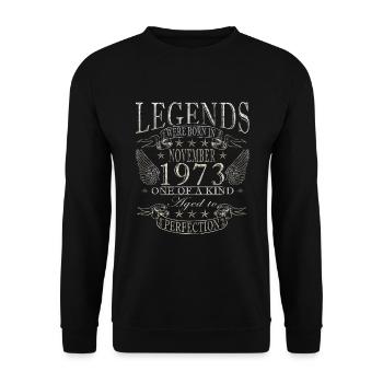 Novembre 1973 Anniversaire Novembre 1973 Novembre - Sweat-shirt Unisexe - noir - Devant - Alina (178cm) & Michal (187cm)