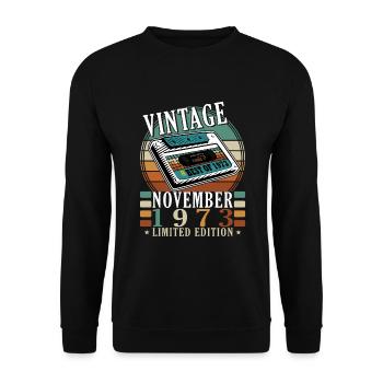 50th Birthday Vintage November 1973 Original 197 - Unisex Sweatshirt - black - Front - Alina (178cm) & Michal (187cm)