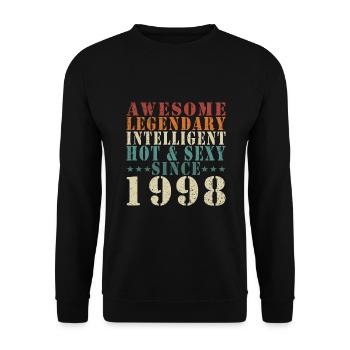 25. Geburtstag Jahrgang 1998 Vintage 1998 - Unisex Pullover - Schwarz - Vorne - Alina (178cm) & Michal (187cm)