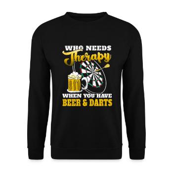 Dart Therapy - Darts and Beer - Unisex Sweatshirt - black - Front - Alina (178cm) & Michal (187cm)