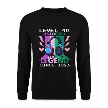 Level 40 Unlocked Gamer 40 Years 40 Birthday - Unisex Sweatshirt - black - Front - Alina (178cm) & Michal (187cm)