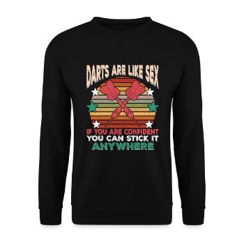 SEX IST WIE DART SPIELEN Darts Dart Outfit Lustig - Unisex Pullover - Schwarz - Vorne - Alina (178cm) & Michal (187cm)