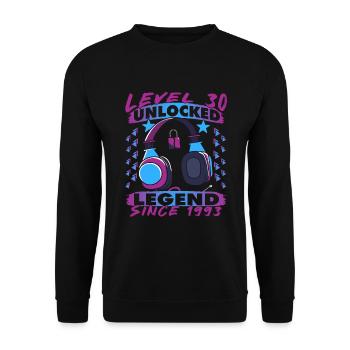Niveau 30 Débloqué 30e Cadeau d’anniversaire Gamer - Sweat-shirt Unisexe - noir - Devant - Alina (178cm) & Michal (187cm)