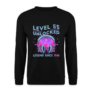 55th birthday. 55 Next Level Unlocked - Unisex Sweatshirt - black - Front - Alina (178cm) & Michal (187cm)