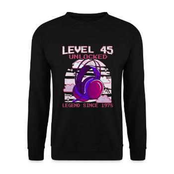 45e anniversaire Gamer Niveau 45 Complet 45 Ans - Sweat-shirt Unisexe - noir - Devant - Alina (178cm) & Michal (187cm)