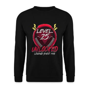 25.Geburtstag - 25 jahre level 25 freigeschaltet - Unisex Pullover - Schwarz - Vorne - Alina (178cm) & Michal (187cm)