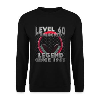 Level 60 Unlocked - Unisex Sweatshirt - black - Front - Alina (178cm) & Michal (187cm)