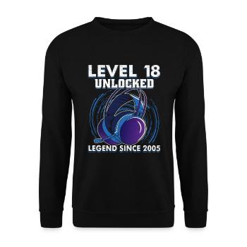 Level 18 - 18th Birthday Gaming Funny Gift - Unisex Sweatshirt - black - Front - Alina (178cm) & Michal (187cm)
