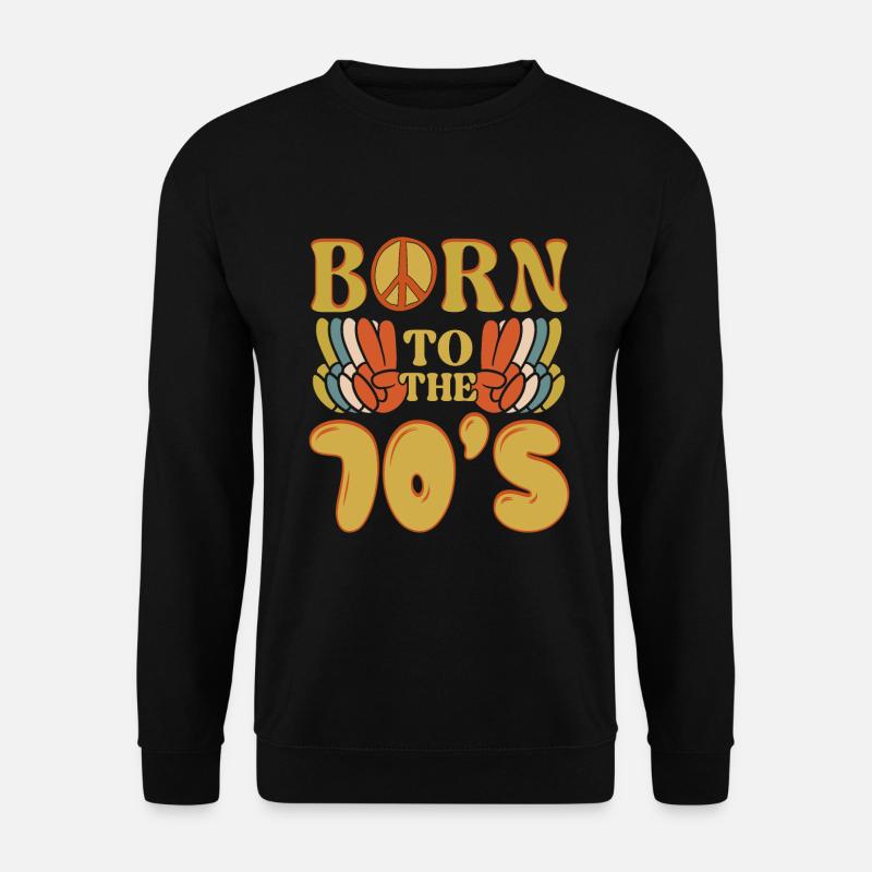 70s, 70iger Jahre, siebziger 1970 - Unisex Pullover - Schwarz