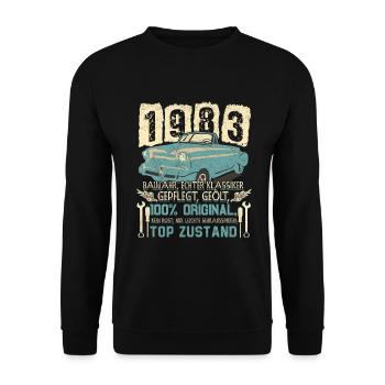 1983 Geburtstag 1983 Geboren Geburtstagsgeschenk - Unisex Pullover - Schwarz - Vorne - Alina (178cm) & Michal (187cm)