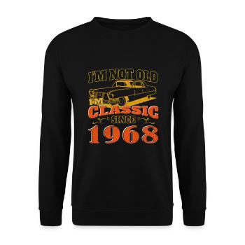 Voiture ancienne construite en 1968 cadeau d’anniversaire Vintage - Sweat-shirt Unisexe - noir - Devant - Alina (178cm) & Michal (187cm)
