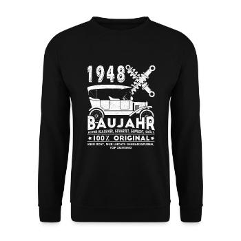 Oldtimer Baujahr 1948 geboren Geburtstag Spruch - Unisex Pullover - Schwarz - Vorne - Alina (178cm) & Michal (187cm)