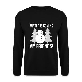 Winter Schneemann - Unisex Pullover - Schwarz - Vorne - Alina (178cm) & Michal (187cm)