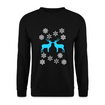 Deer T-Shirt - Winter Deer Motif Gift Idea - Unisex Sweatshirt - black - Front - Alina (178cm) & Michal (187cm)