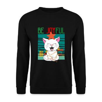 Meowy Christmas Katze Weihnachten Ugly Christmas - Unisex Pullover - Schwarz - Vorne - Alina (178cm) & Michal (187cm)
