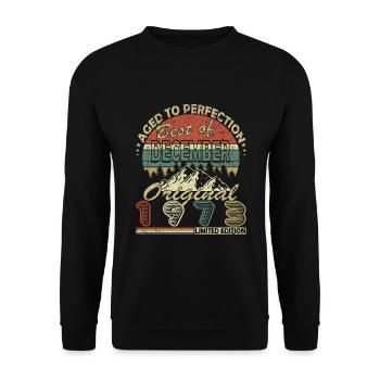 50. Geburtstag Jahrgang Dezember 1973 Original 197 - Unisex Pullover - Schwarz - Vorne - Alina (178cm) & Michal (187cm)