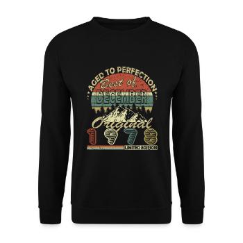 45. Geburtstag Jahrgang Dezember 1978 Original 197 - Unisex Pullover - Schwarz - Vorne - Alina (178cm) & Michal (187cm)