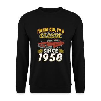 Vintage 1958 Vintage cadeau d’anniversaire - Sweat-shirt Unisexe - noir - Devant - Alina (178cm) & Michal (187cm)