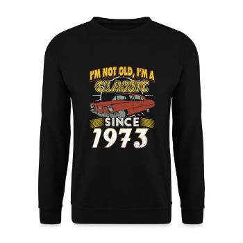 Voiture Vintage 1973 50e anniversaire Cadeau Homme - Sweat-shirt Unisexe - noir - Devant - Alina (178cm) & Michal (187cm)