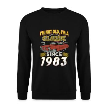 Classic car 1983 40th birthday gift men - Unisex Sweatshirt - black - Front - Alina (178cm) & Michal (187cm)