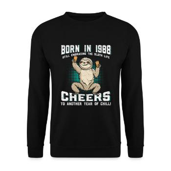 Paresseux Anniversaire 1988 Né en 1988 - Sweat-shirt Unisexe - noir - Devant - Alina (178cm) & Michal (187cm)