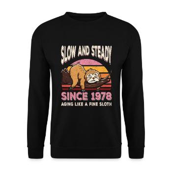 Sloth Birthday 1978 Born 1978 - Unisex Sweatshirt - black - Front - Alina (178cm) & Michal (187cm)