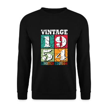 70. Geburtstag Jahrgang 1954 70 Jahre - Unisex Pullover - Schwarz - Vorne - Alina (178cm) & Michal (187cm)