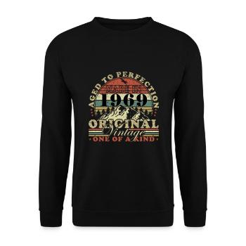 55. Geburtstag Jahrgang 1969 55 Jahre - Unisex Pullover - Schwarz - Vorne - Alina (178cm) & Michal (187cm)