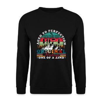 Construit en 1974 cadeau d’anniversaire Vintage - Sweat-shirt Unisexe - noir - Devant - Alina (178cm) & Michal (187cm)