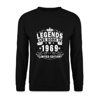 55. Geburtstag Jahrgang 1969 55 Jahre - Unisex Pullover - Schwarz - Vorne - Alina (178cm) & Michal (187cm)