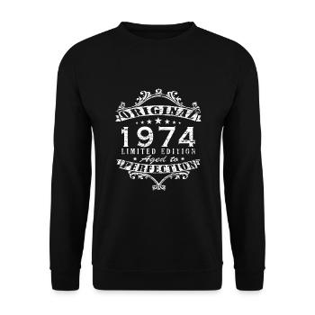 Construit en 1974 cadeau d’anniversaire Vintage - Sweat-shirt Unisexe - noir - Devant - Alina (178cm) & Michal (187cm)