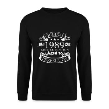 Geburtstagsgeschenk 1989 - 1989 - Unisex Pullover - Schwarz - Vorne - Alina (178cm) & Michal (187cm)