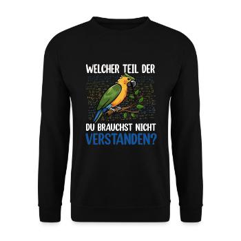 Papagei lustiger Spruch Lieblingstier - Mathe - Unisex Pullover - Schwarz - Vorne - Alina (178cm) & Michal (187cm)