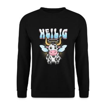 Heilige Kuh - Lustig Kühe Spruch witz - Unisex Pullover - Schwarz - Vorne - Alina (178cm) & Michal (187cm)