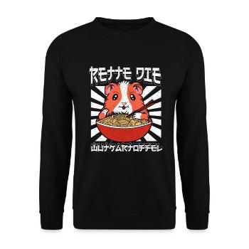 Meerschweinchen Wutkartoffel - Lustiger Spruch - Unisex Pullover - Schwarz - Vorne - Alina (178cm) & Michal (187cm)