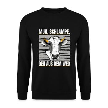Kuh Flüsterin Kühe Spruch Muh - Bauer witz - Unisex Pullover - Schwarz - Vorne - Alina (178cm) & Michal (187cm)