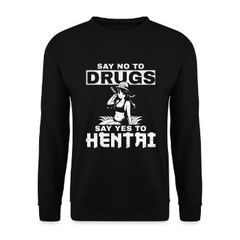 Say No To Drugs But Yes To Anime Gift Idea - Unisex Sweatshirt - black - Front - Alina (178cm) & Michal (187cm)