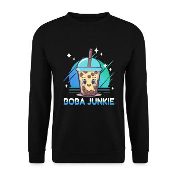 Boba Junkie Bubble Tea Junkie - Unisex Sweatshirt - black - Front - Alina (178cm) & Michal (187cm)