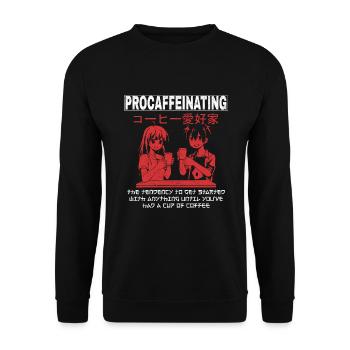 procaféination - Café Manga Japonais Anime - Sweat-shirt Unisexe - noir - Devant - Alina (178cm) & Michal (187cm)
