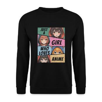 Anime Merch Juste Une Fille Qui Aime L’anime Anime Fille - Sweat-shirt Unisexe - noir - Devant - Alina (178cm) & Michal (187cm)