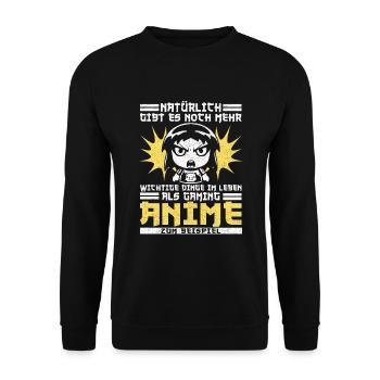 Anime More Important Things in Life Saying - Unisex Sweatshirt - black - Front - Alina (178cm) & Michal (187cm)