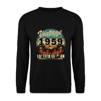 1959 65. Geburtstag Geschenke 65 Jahre alt - Unisex Pullover - Schwarz - Vorne - Alina (178cm) & Michal (187cm)
