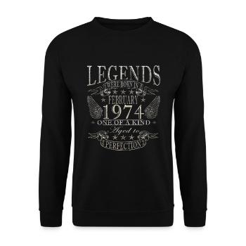 Février 1974 Vintage rétro cadeau d’anniversaire - Sweat-shirt Unisexe - noir - Devant - Alina (178cm) & Michal (187cm)
