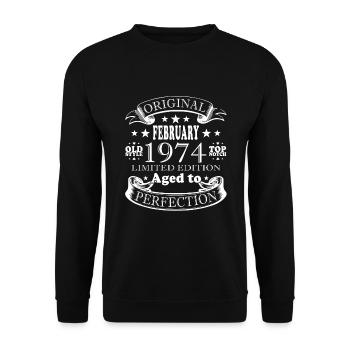 50e anniversaire février 1974 Millésime - Sweat-shirt Unisexe - noir - Devant - Alina (178cm) & Michal (187cm)