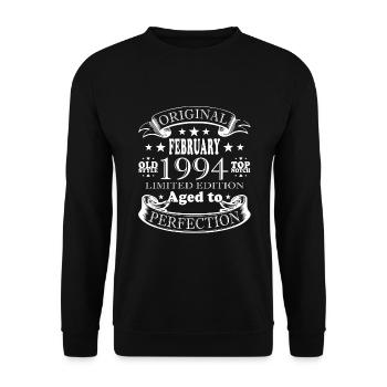 Millésime Février 1994 Anniversaire Février - Sweat-shirt Unisexe - noir - Devant - Alina (178cm) & Michal (187cm)