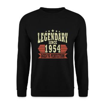 Die Legenden wurden im Januar 1954 - 1954 geboren - Unisex Pullover - Schwarz - Vorne - Alina (178cm) & Michal (187cm)